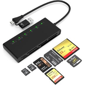 Memory Stick pro Duo Adapter XD Card Reader- USB C USB3.0 7 in 2 SD/TF/XD/MS/CF Multi Card Reader for Micro SD/SDHC/SDXC/XD Picture Card, Compatible with PC, Android, Windows, Mac, Linux
