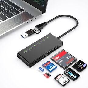 محول Multi Memory Stick pro Duo USB C USB3.0-7 في 2 قارئ بطاقات متعدد لـ SD وCF وMicro SD وMS وXD في وقت واحد - محول OTG لقارئ بطاقات الصور XD لأجهزة iPhone 15 وWindows وMac وLinux وAndroid in Kuwait