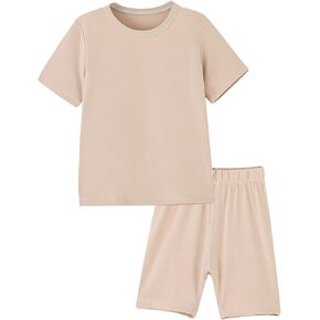 Baby Boys Girls Short Summer Pajamas Sets Viscose from Bamboo Toddler Solid 2pcs Snug Fit Pjs Kids Sleepwear Set