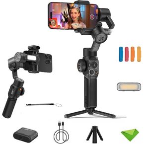 Zhiyun Smooth 5S AI Pro Gimbal Stabilizer for Smartphone, 3-Axis Phone Gimbal, AI Tracking Phone Stabilizer for Video Recording Vlog, Gimbal Stabilizer for iPhone 14 Pro Max Plus 13 12 11 X XR XS, etc