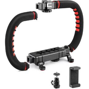 Neotter Camera Smartphone Stabilizer, Handheld Video Grip Rig, Fits for All Camera, Camcorder, DSLR and for All iPhone and Android Smartphones