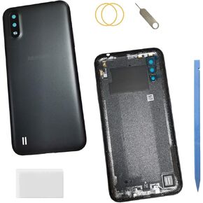 A01 Back Rear Cover Replacement Housing Door for Samsung Galaxy A01 A015 2019 5.7 Inch with A01 Back Camera Glass Parts (USA Version) (not fit for Galaxy M01 Version)