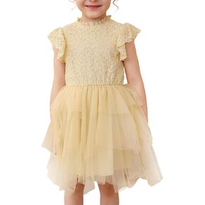 Kucnuzki Toddler Tutu Dress Little Girl Party Dress Elegant Lace Princess Dress Flower Girls Tulle Skirt Dresses 2-7Y