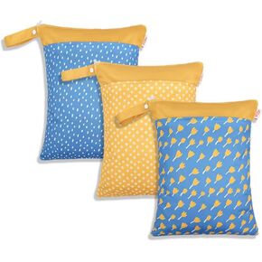 Wet Dry Bags for Baby Cloth Diapers - Waterproof Reusable Washable Travel Bags, Gym Bag, Pool, Daycare Soiled Baby Items Yoga Gym Bag for Swimsuits & Wet Clothes 3pcs/set（Black