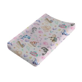 Cute Sea Animals Baby Changing Pad Cover for Baby Boy Girl 32''x16'' Whale Dolphin Turtle Sea Horse Corals Starfish Unisex Fitted Change Table Covers Mats Nautical Soft Cradle & Bassinet Sheets