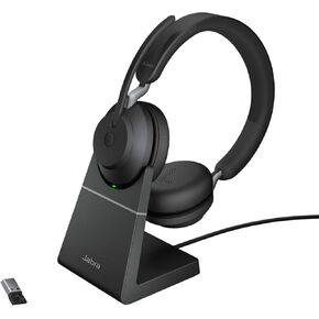 جابرا Evolve2 65 USB-A UC ستيريو مع حامل شحن - سماعة رأس لاسلكية/سماعات موسيقى سوداء in Saudi Arabia