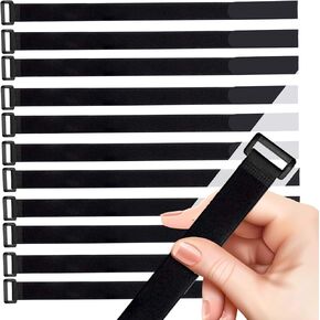 Performore 12 Pack of 12 inch velcro straps, 12inches x 1inch Reusable and Adjustable Black Nylon Cable/Securing Strong Straps for Electronics, Craft Supplies at Home, Work or School, Fire Hose Strap