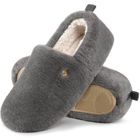 EverFoams Women's Closed-back Slippers Fuzzy Faux Wool Soft Lightweight Non-slip House Shoes