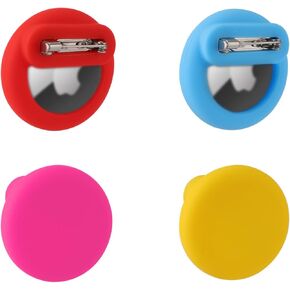 4pcs GPS Tracker Case for AirTag, Silicone Anti-Lost Device Case Cover with Invisible Pin Hidden Protective Case Holder for Kids (Red, Yellow, Sky Blue, Rose Red)