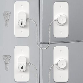 AMZVIO 2 Pack Refrigerator Lock,No Drill Mini Fridge Lock Cabinet Locks for Kids Adults,Child Proof Cabinet Drawer Desk Locker Freezer Fridge Door Locks with Keys Babyproof