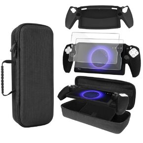 Lyyes 3 in 1 Accessories Bundle for Playstation Portal, EVA Carrying Case for PS5 Portal, 2 PCS Screen Protector with Silicone Protective Cover in Kuwait