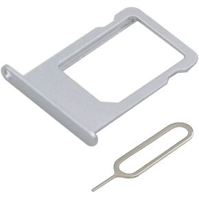 MMOBIEL SIM Card Slot Tray Holder Replacement Compatible with iPhone 5S/SE 2016 - Incl. SIM Pin - Silver