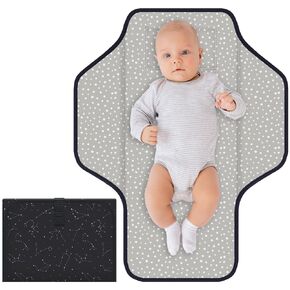 Baby Portable Diaper Changing Pad, Foldable Travel Diapering Changing Mat with Built-in Pillow, Waterproof Compact Changing Pad for Newborn Baby Changing Station, Infant Gift（Pink Stripe）
