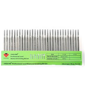 JINGLING 2mm Diamond Drill Bits for Stone Ceramic Glass 1/8" Shank Lapidary Supplies Kit Jewelry Making Tool for Dremel Pack of 30Pcs