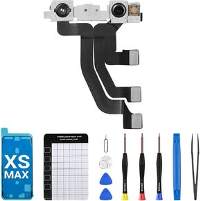 for iPhone Xs Max Front Camera Replacement OEM New 7MP Face Front Camera Part Facing Lens Module Transmitter Light Receiver Flex Connector Repair Fix Tools Kit A1921 A2101 A2102 A2103 A2104