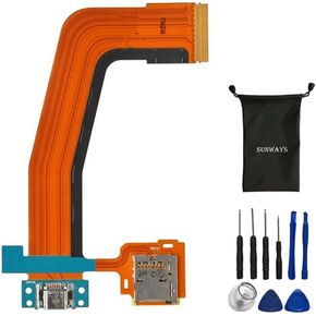 Sunways Charger Dock Connector Micro USB Battery Charging Port Flex Cable with Memory Card Tray Replacement for Samsung Galaxy Tab S 10.5 T800 T801 T805 T807 with Device Opening Tools