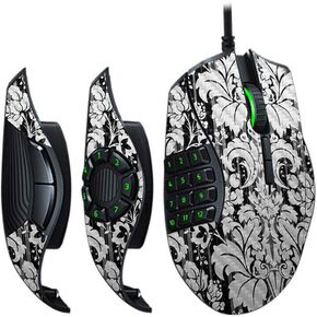 MightySkins Carbon Fiber Skin for Razer Naga Trinity - Floral Retro | Protective, Durable Textured Carbon Fiber Finish | Easy to Apply, Remove, and Change Styles | Made in The USA