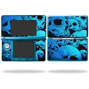 MightySkins Skin Compatible with Nintendo 3DS wrap Sticker Skins Blue Skulls