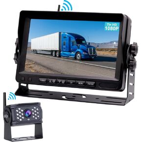 B-Qtech Wireless RV Backup Camera Digital Signal 7'' Plug and Play: Pre-Wired for Furrion System Rear View Camera HD 1080P Night Vision Waterproof Reverse Cam Monitor for Trailer Camper Van