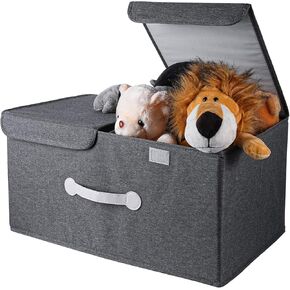 Storage Box Chest, Large Storage Box for Blankets Clothes, Collapsible Storage Box with Lids & Removable Divider, Sundry Organizer for Home Living Room Bedroom