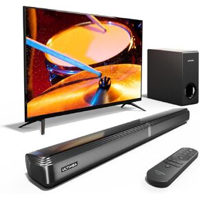 ULTIMEA 4.1ch Sound Bar for Smart TV with Subwoofer, Peak Power 200W, 2-in-1 Detachable Soundbar for TV, Bluetooth 5.3, Bass Adjustable, 3 EQ Modes TV Sound Bar, HDMI ARC/Optical/Aux, Apollo S50