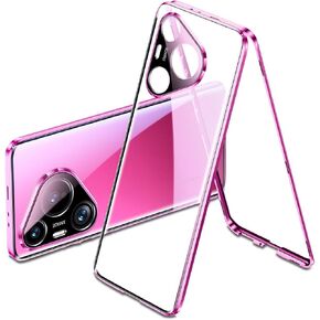 حافظة QUIETIP متوافقة مع هاتف Huawei Pura 70، هيكل معدني مغناطيسي وغطاء زجاجي شفاف مزدوج الجوانب، أسود in Kuwait