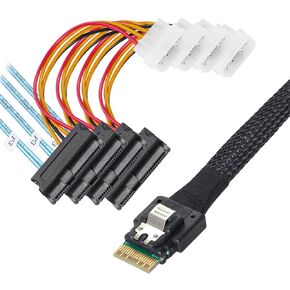 Xiwai Slimline SAS 4.0 SFF-8654 4i 38pin المضيف إلى 4 SAS 29pin SFF-8654 إلى SFF-8482 كابل القرص الصلب المستهدف Fanout Raid
