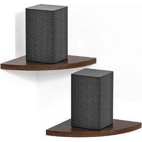 Corner Speaker Shelf for Small Speaker Wall Mount, Wooden Floating Shelves for Samsung, Sony, Bose, LG, JBL Bluetooth Speaker Mounts - Floating Corner Shelf for Most of Satellite Speakers, Set of 2