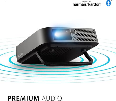 ViewSonic M2e 1080p Portable Projector with 1000 LED Lumens, H/V Keystone, Auto Focus, Harman Kardon Bluetooth Speakers, HDMI, USB C, 16GB Storage, Stream Netflix with Dongle in Saudi Arabia