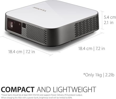 ViewSonic M2e 1080p Portable Projector with 1000 LED Lumens, H/V Keystone, Auto Focus, Harman Kardon Bluetooth Speakers, HDMI, USB C, 16GB Storage, Stream Netflix with Dongle in Saudi Arabia