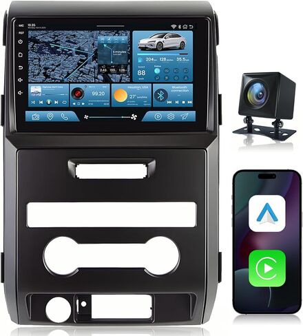 راديو سيارة Android لسيارة Ford F150 2009-2012، 【2+64G】 1280x800 ترقية شاشة لمس 9 بوصة مع Carplay اللاسلكي Android Auto GPS 5GWiFi 1080P كاميرا احتياطية FM/RDS DSP SWC in Kuwait