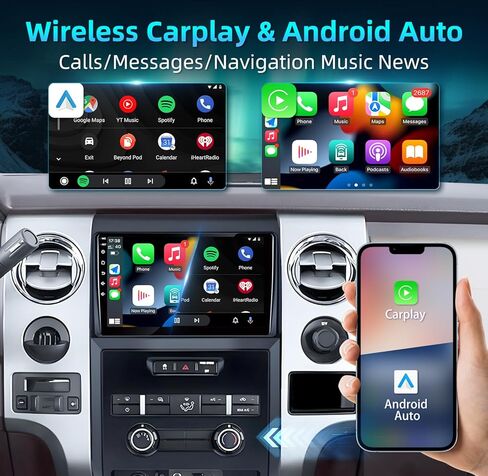 راديو سيارة Android لسيارة Ford F150 2009-2012، 【2+64G】 1280x800 ترقية شاشة لمس 9 بوصة مع Carplay اللاسلكي Android Auto GPS 5GWiFi 1080P كاميرا احتياطية FM/RDS DSP SWC in Kuwait