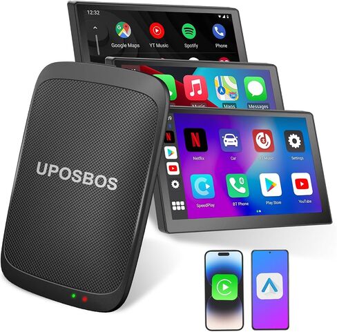4in1 Wireless Carplay Adapter & Android Auto Wireless Adapter Carplay AI Box Built-in YouTube,Netflix,Screen Mirroring Wired to Wireless Dongle Plug & Play Fit for from OEM Car Wired CarPlay 2016+ in Saudi Arabia