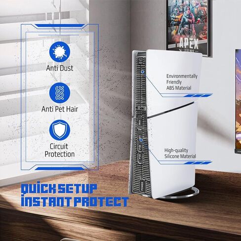 TNP Dust Cover for PS5 Slim Console - Protective Dust Filter for PS5 Slim Disc & Digital Edition - Precision Fit Dust Prevention Plug Set Cover for Playstation 5 Slim, Filters Dust and Pet Hair in Saudi Arabia
