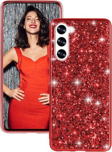 Silicone Case for Samsung Galaxy S24 5G Case Glitter Sparkle Bling, Hybrid Matte Back Case High Impact Heavy Duty Shockproof Protective Cover for Samsung S24 Cute Case for Women 6.2" (Black) in Kuwait