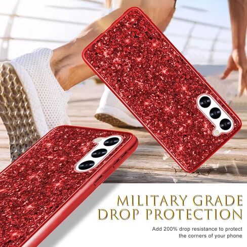 Silicone Case for Samsung Galaxy S24 5G Case Glitter Sparkle Bling, Hybrid Matte Back Case High Impact Heavy Duty Shockproof Protective Cover for Samsung S24 Cute Case for Women 6.2" (Black) in Kuwait