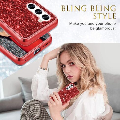 Silicone Case for Samsung Galaxy S24 5G Case Glitter Sparkle Bling, Hybrid Matte Back Case High Impact Heavy Duty Shockproof Protective Cover for Samsung S24 Cute Case for Women 6.2" (Black) in Kuwait