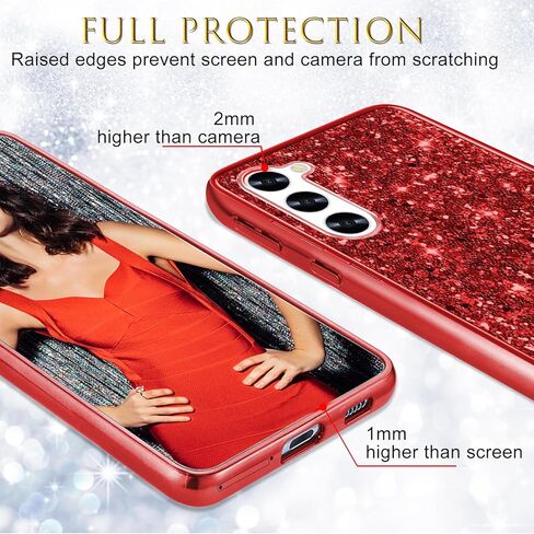 Silicone Case for Samsung Galaxy S24 5G Case Glitter Sparkle Bling, Hybrid Matte Back Case High Impact Heavy Duty Shockproof Protective Cover for Samsung S24 Cute Case for Women 6.2" (Black) in Kuwait