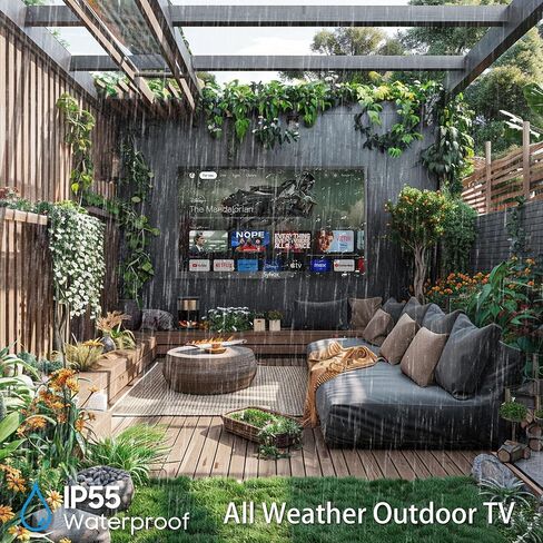 SYLVOX 55'' Outdoor Google TV Weatherproof 4K Television, Built-in Chromecast Voice Assistant 15W Stereo Surround Panoramic sound, High Brightness for Partial Sun Area, Deckpro+ Series in Saudi Arabia