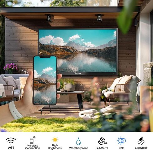 SYLVOX 55'' Outdoor Google TV Weatherproof 4K Television, Built-in Chromecast Voice Assistant 15W Stereo Surround Panoramic sound, High Brightness for Partial Sun Area, Deckpro+ Series in Saudi Arabia