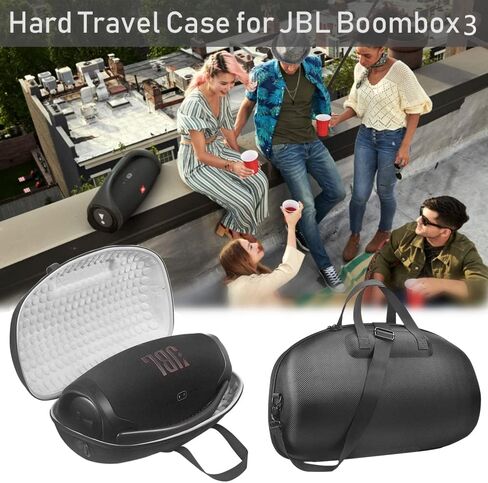 حقيبة تخزين صلبة من مادة ايفا للسفر وحقيبة حمل وحقيبة حمل لجهاز JBL Boombox 3/Boombox 2 مكبر صوت بلوتوث محمول (أسود من الخارج مع رمادي من الداخل) in Kuwait