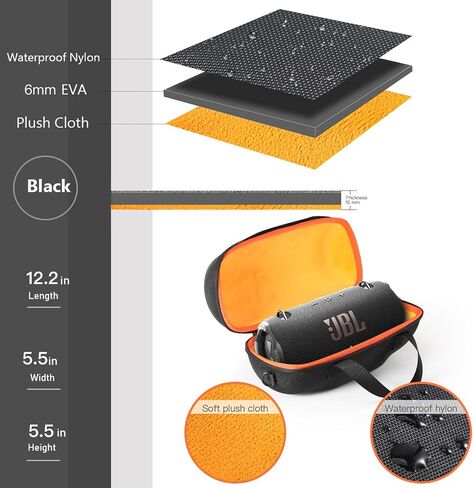 Carrying Case Hard Travelling Case Compatible with JBL Xtreme 4 Portable Bluetooth Speaker (Black+Orange) in Saudi Arabia