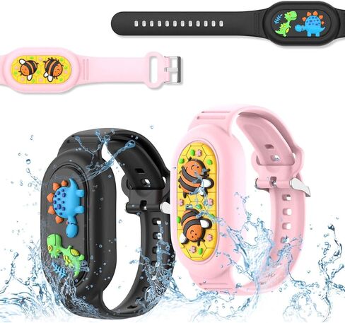 [عبوة من قطعتين] سوار سيليكون لهاتف Samsung Galaxy SmartTag 2 (2023)، سوار معصم بغطاء كامل للعلامة الذكية 2 حامل مقاوم للماء، سوار SmartTag 2 مخفي قابل للتعديل للأطفال كبار السن (وردي وأسود) in Kuwait