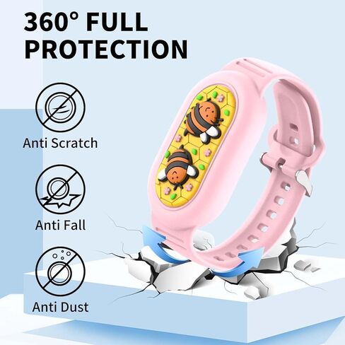 [عبوة من قطعتين] سوار سيليكون لهاتف Samsung Galaxy SmartTag 2 (2023)، سوار معصم بغطاء كامل للعلامة الذكية 2 حامل مقاوم للماء، سوار SmartTag 2 مخفي قابل للتعديل للأطفال كبار السن (وردي وأسود) in Kuwait