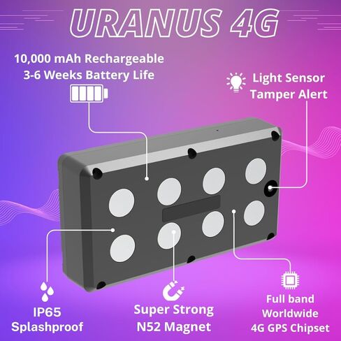 (Uranus 4G) - Starting $5.40/Month Magnetic Real-Time GPS Tracker for Vehicles Car with Worldwide Coverage (3-5 Weeks Battery) - Subscription Required (SIM Card Included) in Kuwait