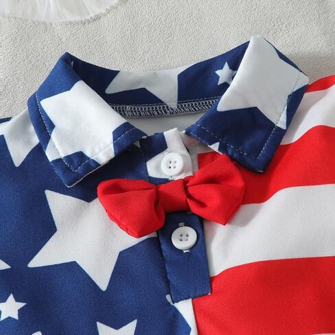 4th Of July Baby Boy Outfit USA Short Sleeve T Shirt Tops + Shorts Sets America Flag First Fourth July Clothes in Saudi Arabia