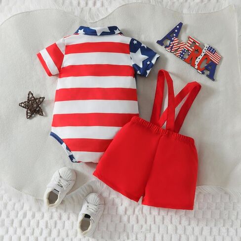 4th Of July Baby Boy Outfit USA Short Sleeve T Shirt Tops + Shorts Sets America Flag First Fourth July Clothes in Saudi Arabia