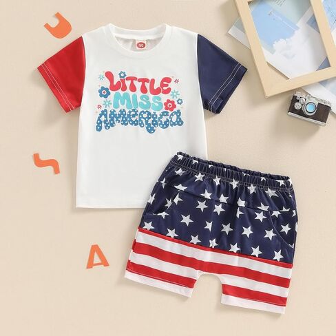 4th Of July Baby Boy Outfit USA Short Sleeve T Shirt Tops + Shorts Sets America Flag First Fourth July Clothes in Saudi Arabia