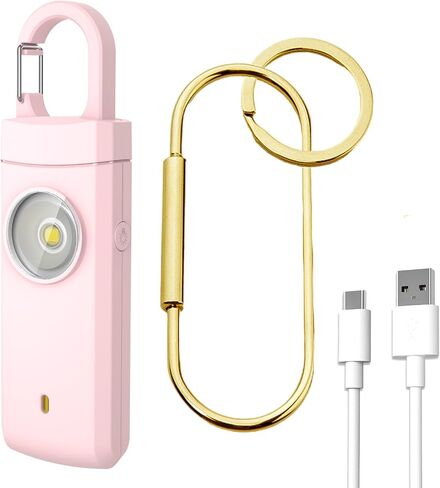 4Pcs Personal Safety Alarm,Rechargeable with Keychain and LED Strobe Light | USB C/Micro USB/L Easy Use and Portable, Compatible with iPhone 17/16/15/14/13/12/11/X/XR/XS/8/Android/Tablet (3.28FT) in Kuwait