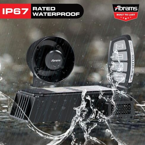 مجموعة نظام صفارة الإنذار للدراجات النارية Abrams Macro 100W [مقاومة للصدمات والاهتزاز] نظام صفارة شرطة قوي مقاوم للماء [2 × 50 وات مكبر صوت + وحدة تحكم متضمنة] صفارة طوارئ 12 فولت لـ ATV UTV POV in Kuwait